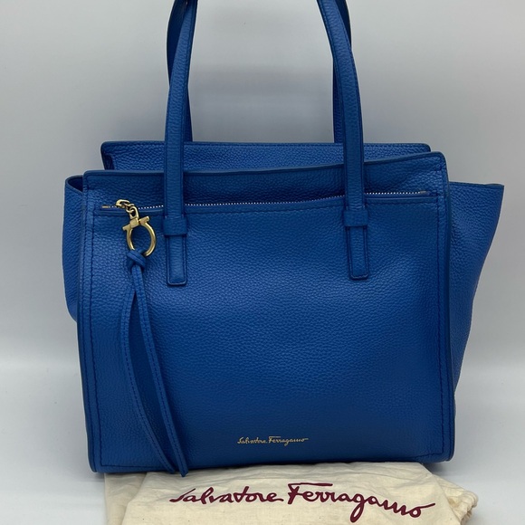 Authentic Salvatore Ferragamo Gancini blue Amy tote - Picture 3 of 17